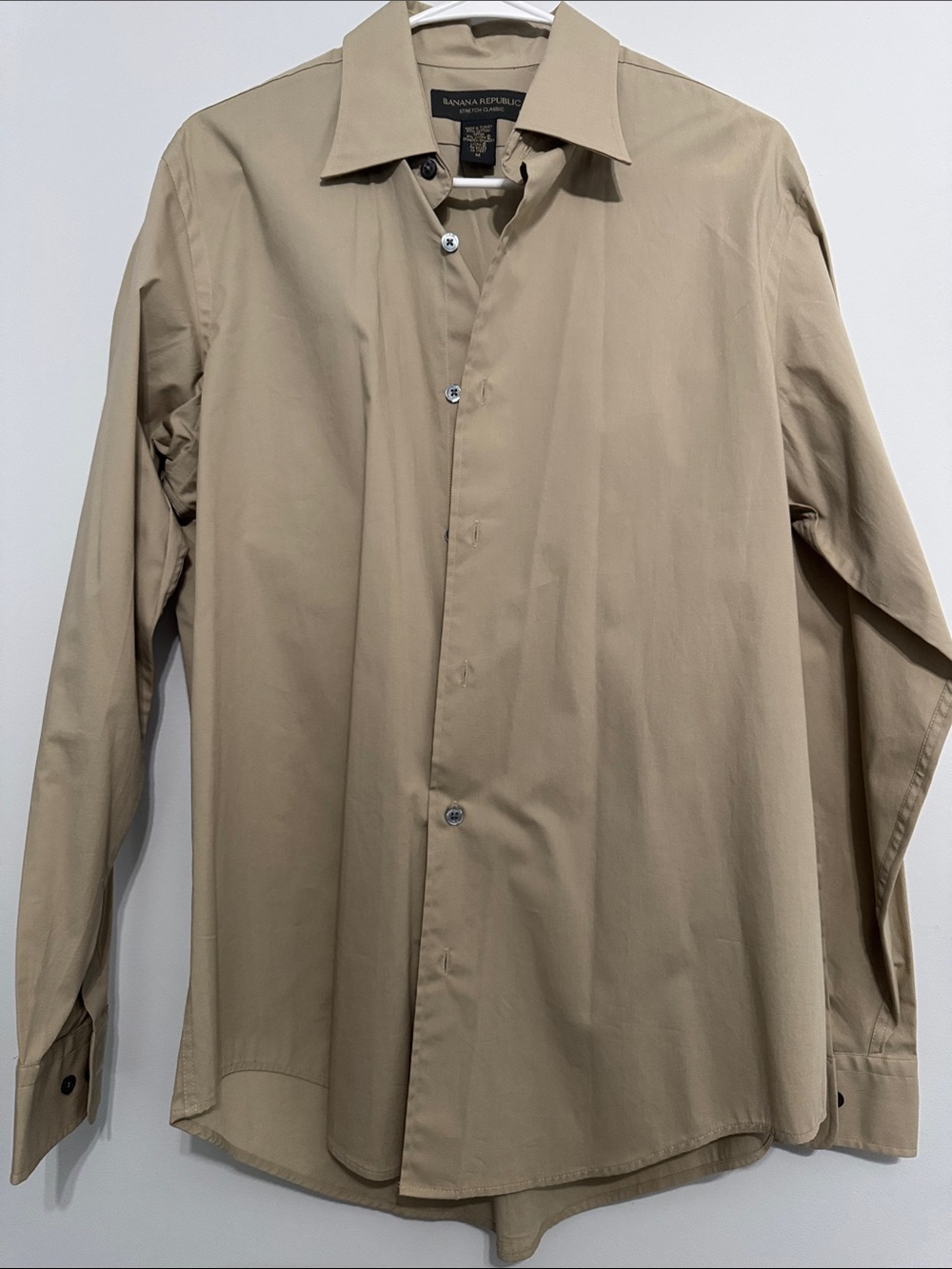 Banana Republic Men's Button-Front Tan Dress Shirt